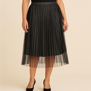 Studio West Size L Women’s Lightweight Lining Elastic Waist Band Black Skirt